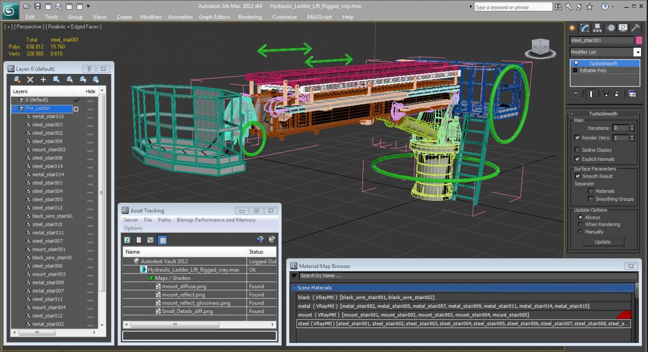 3D Hydraulic Ladder Lift Rigged model