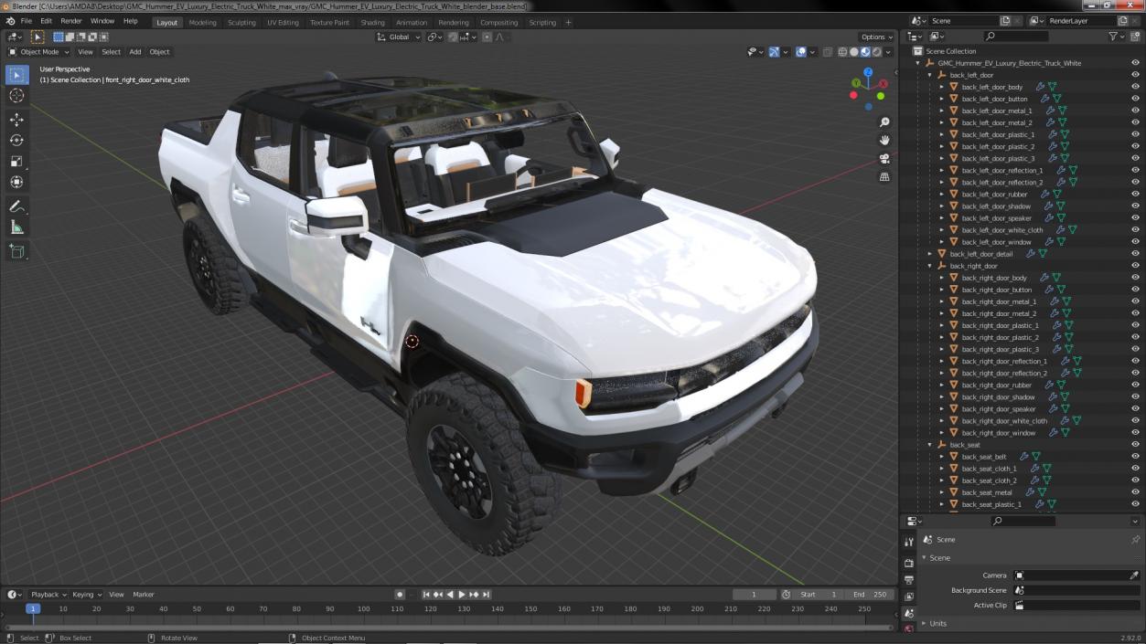 3D GMC Hummer EV Luxury Electric Truck White