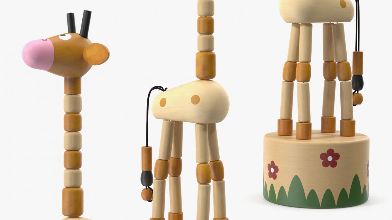 3D Push Puppet Toy Giraffe model