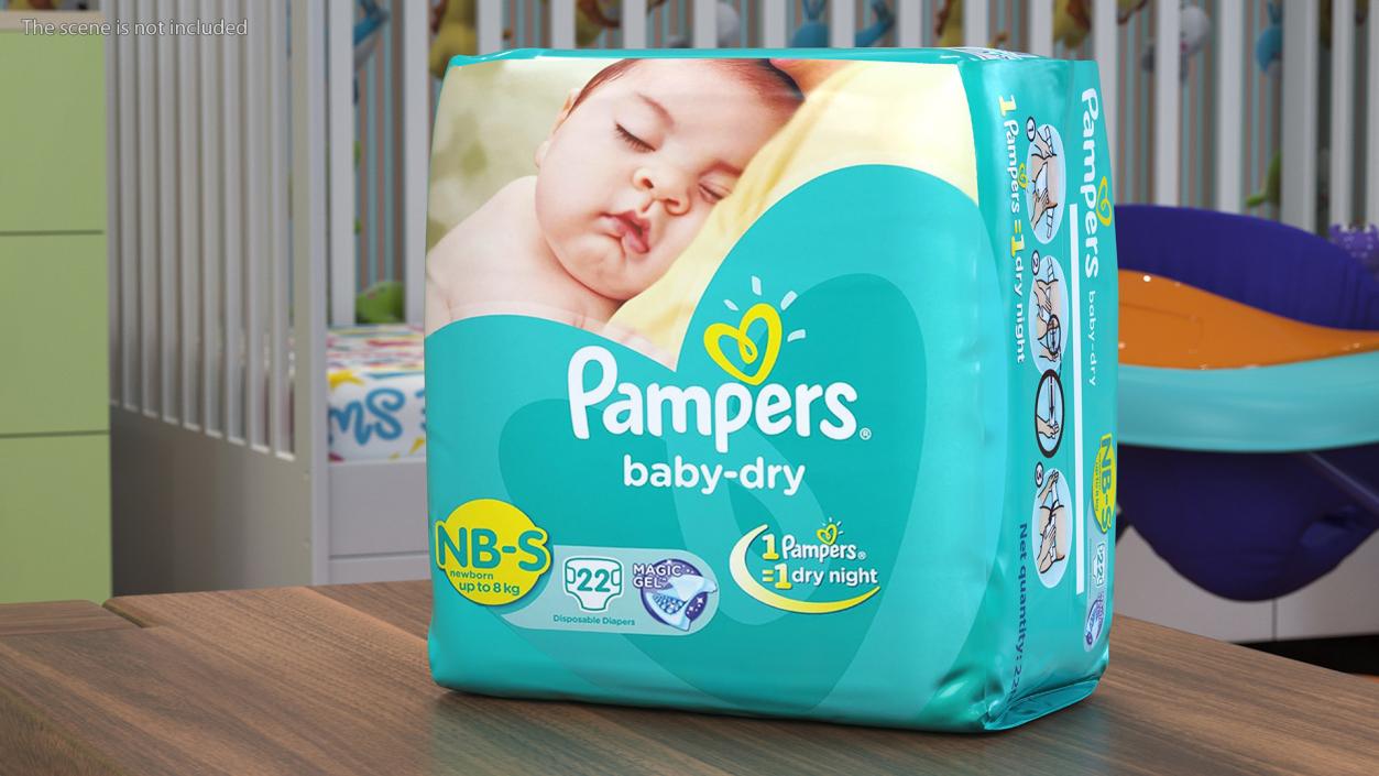 Pampers Baby Dry Diapers Package 3D