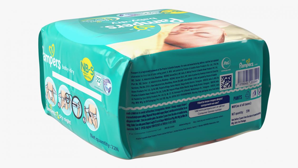 Pampers Baby Dry Diapers Package 3D