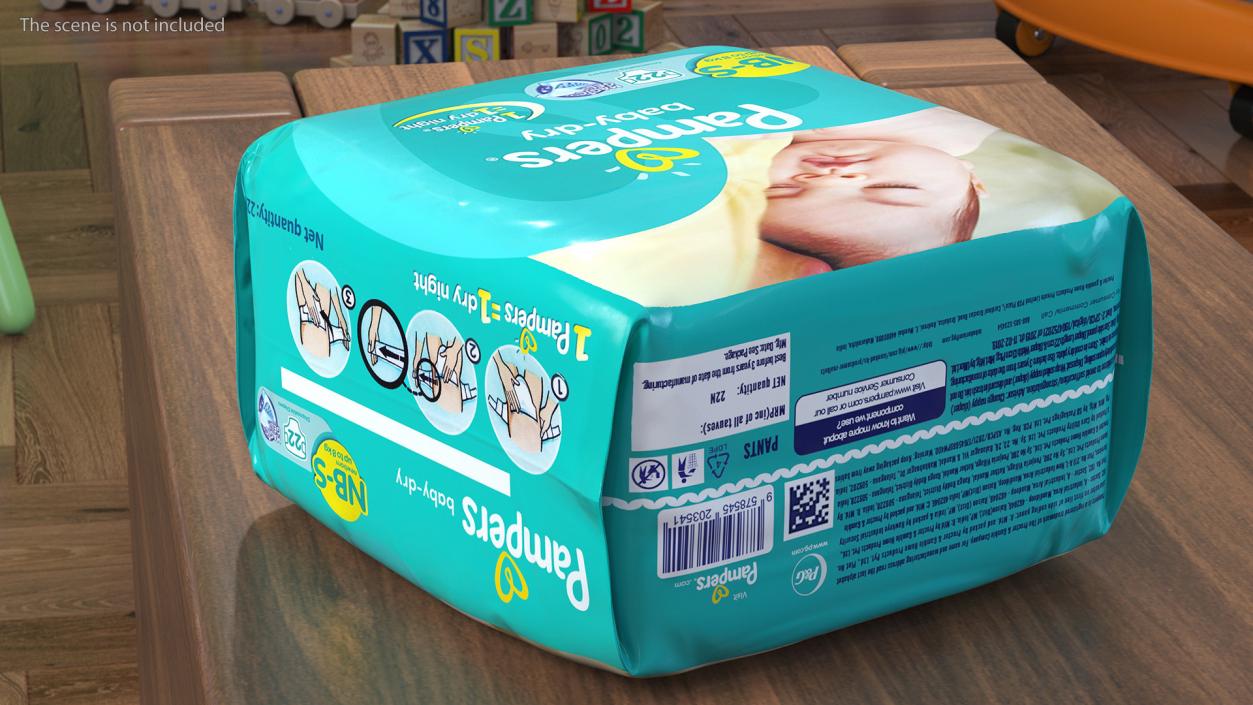 Pampers Baby Dry Diapers Package 3D