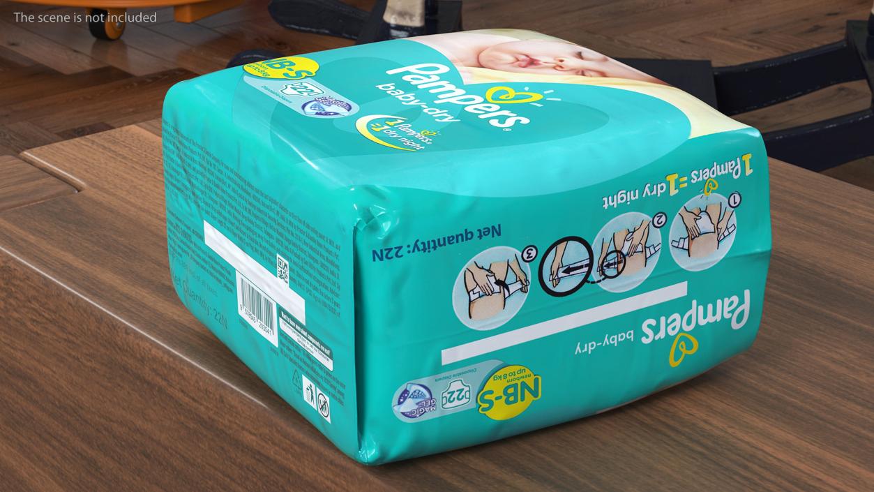 Pampers Baby Dry Diapers Package 3D