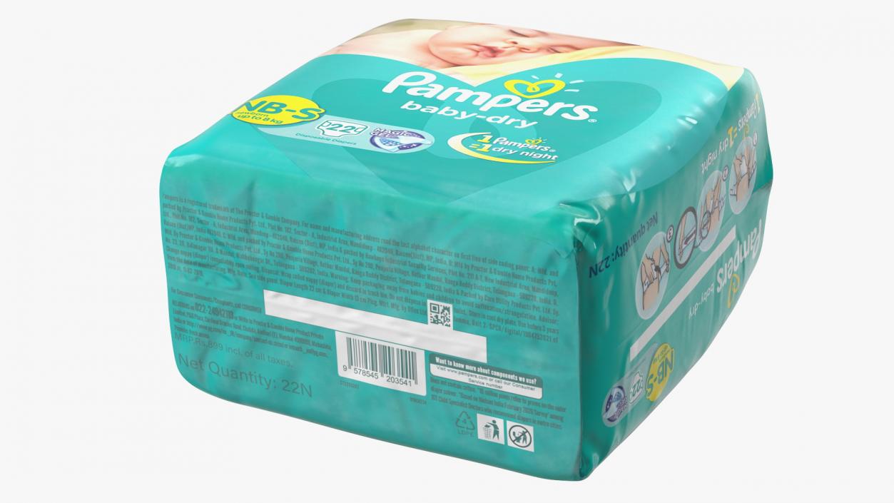 Pampers Baby Dry Diapers Package 3D