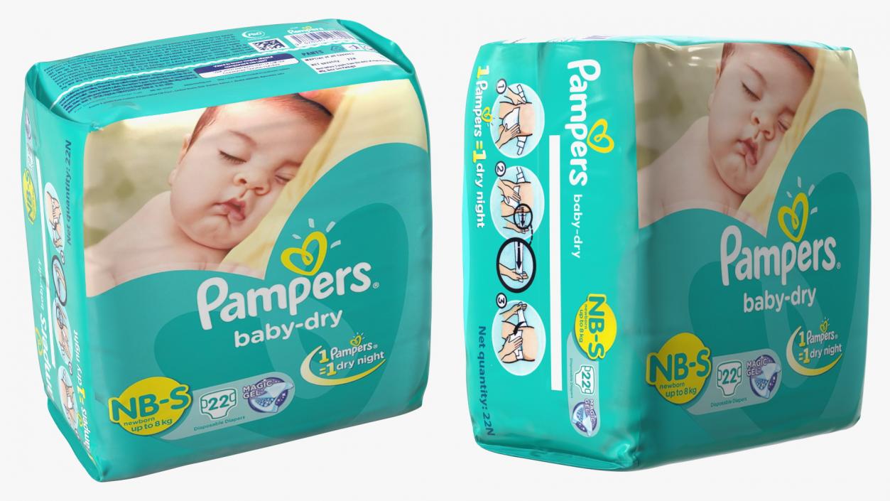 Pampers Baby Dry Diapers Package 3D