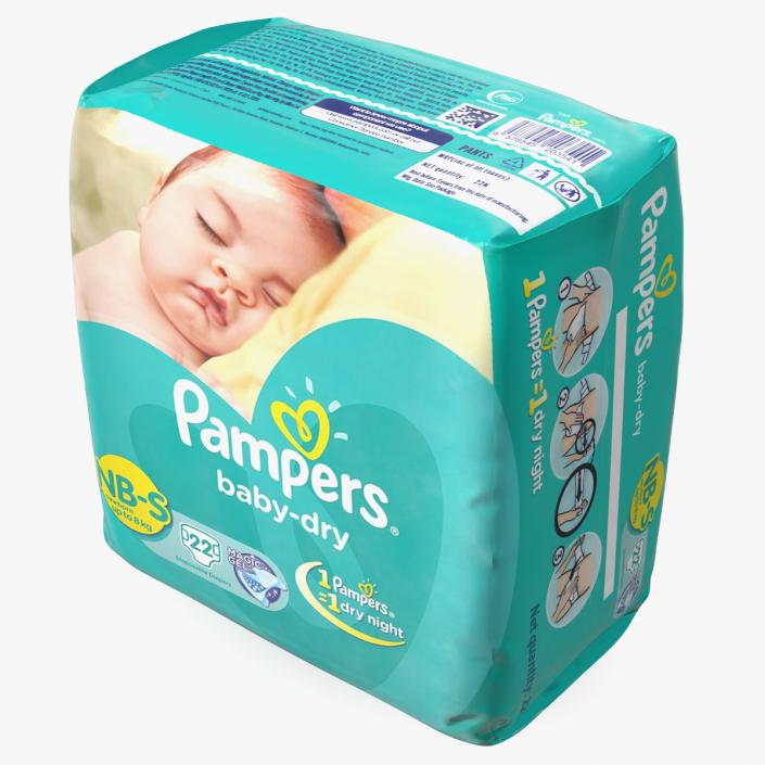 Pampers Baby Dry Diapers Package 3D