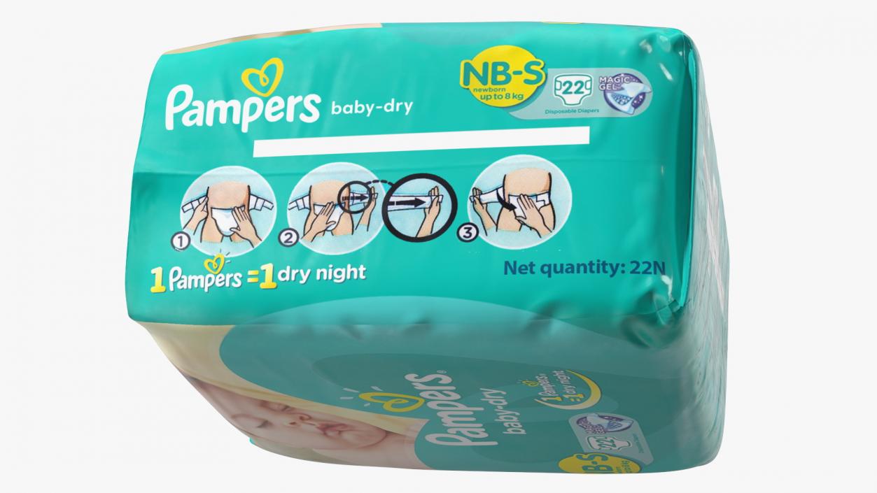 Pampers Baby Dry Diapers Package 3D