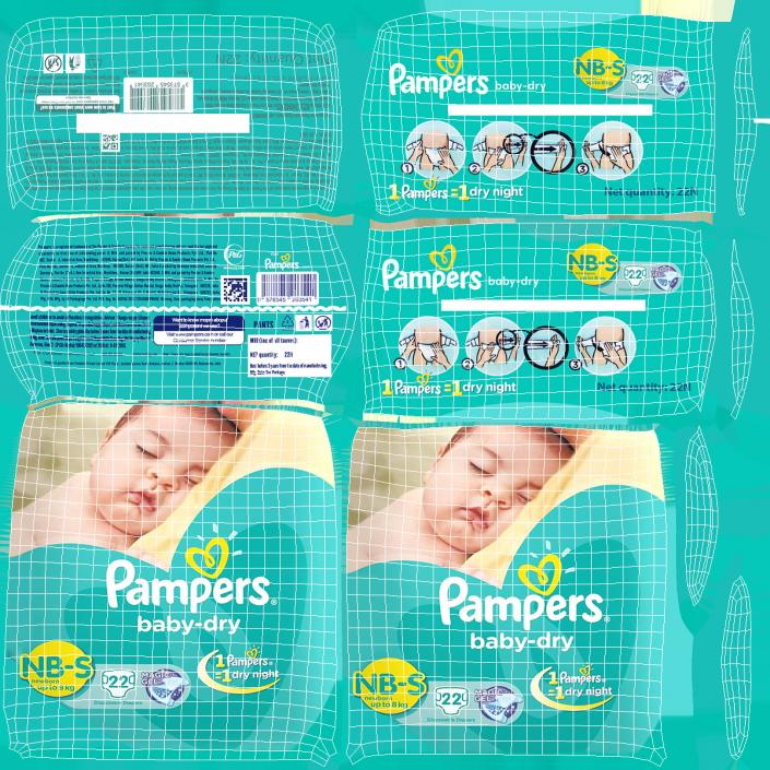 Pampers Baby Dry Diapers Package 3D