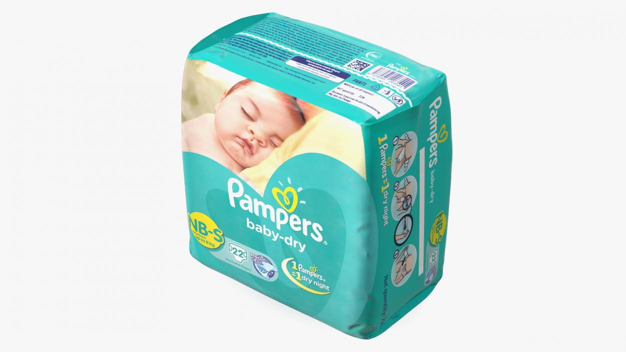 Pampers Baby Dry Diapers Package 3D