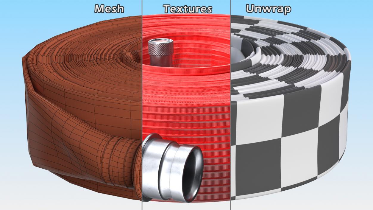 3D Fire Hose Synthetic Red model