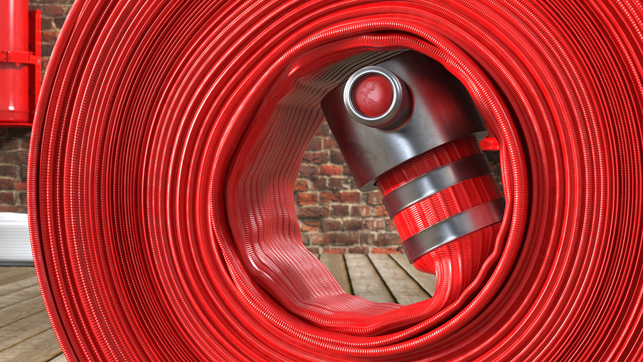 3D Fire Hose Synthetic Red model