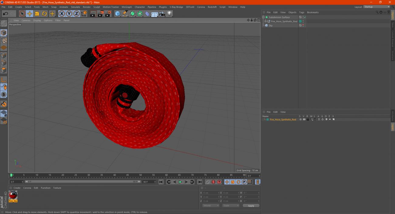 3D Fire Hose Synthetic Red model