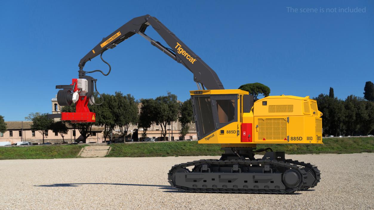 3D Tigercat 855D Tracked Harvester Rigged model