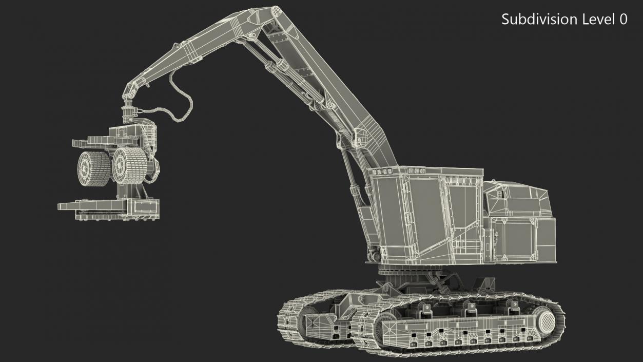 3D Tigercat 855D Tracked Harvester Rigged model