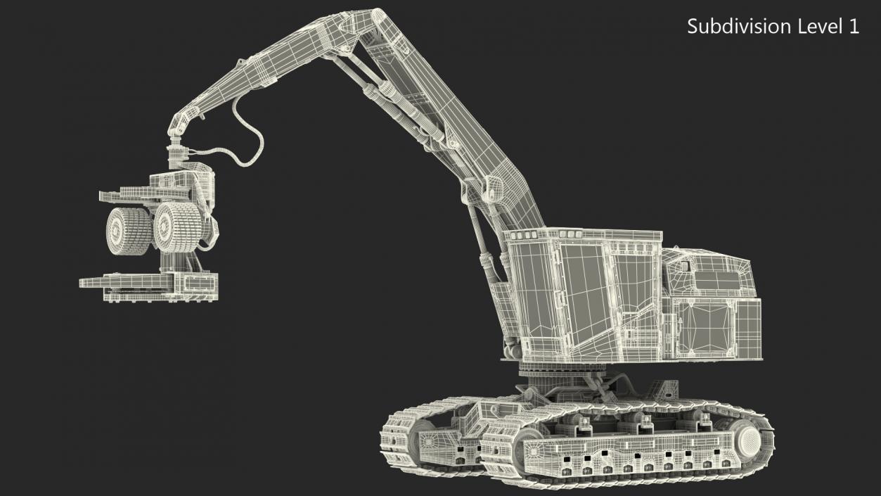 3D Tigercat 855D Tracked Harvester Rigged model