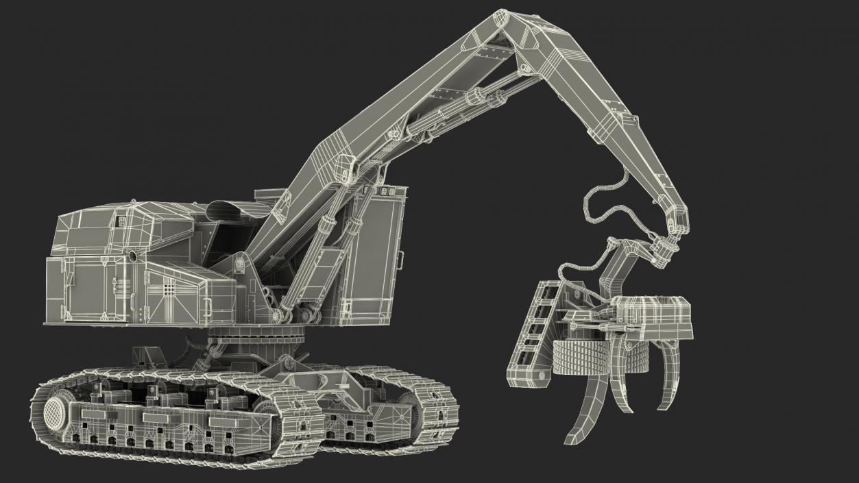 3D Tigercat 855D Tracked Harvester Rigged model