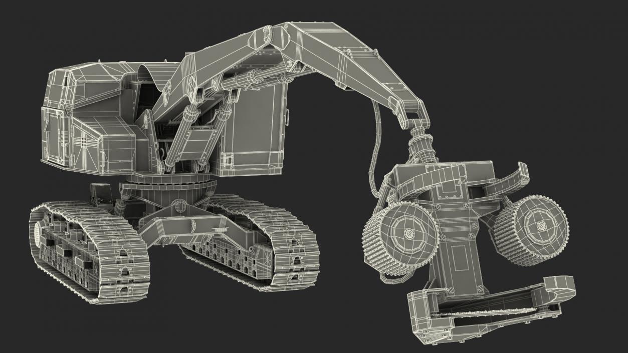 3D Tigercat 855D Tracked Harvester Rigged model