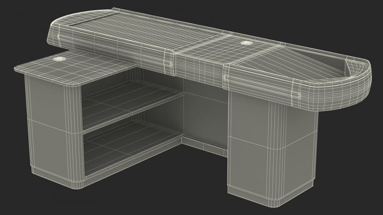 3D Retail Checkout Counter Grey with Groceries model