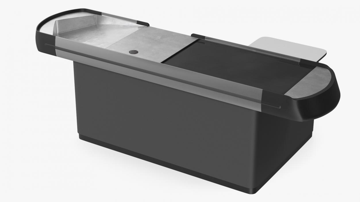 3D Retail Checkout Counter Grey with Groceries model