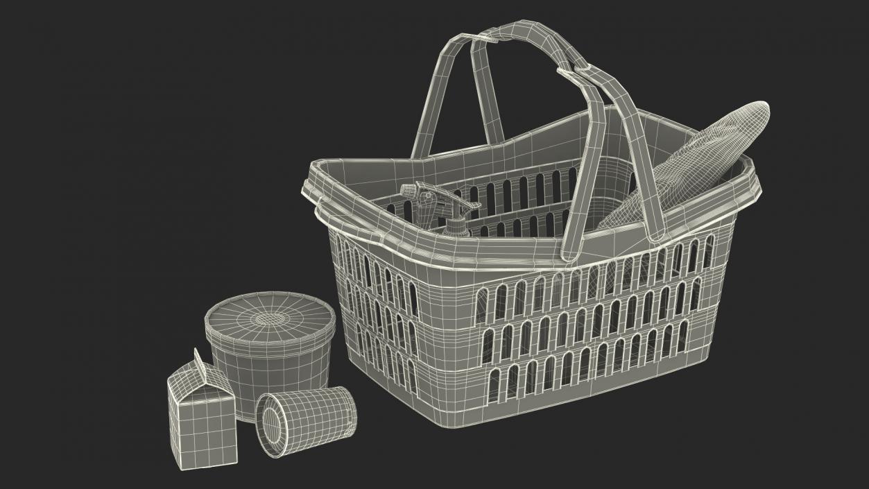 3D Retail Checkout Counter Grey with Groceries model