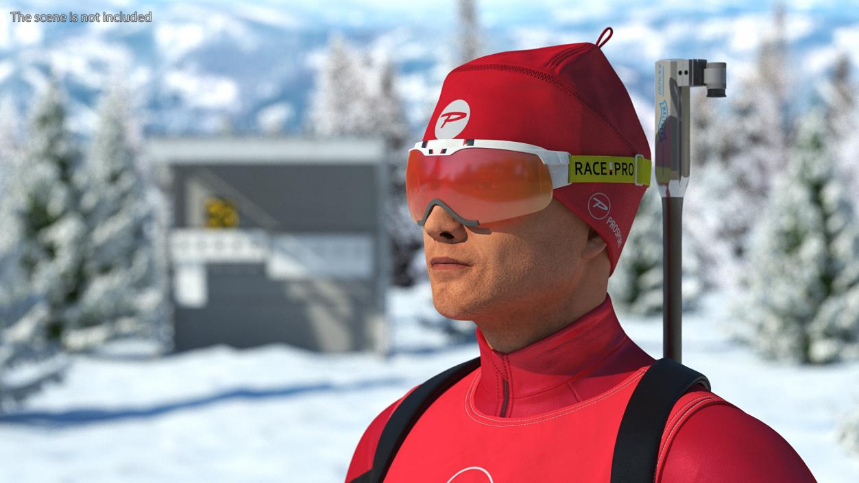 3D Biathlete Fully Equipped T Pose