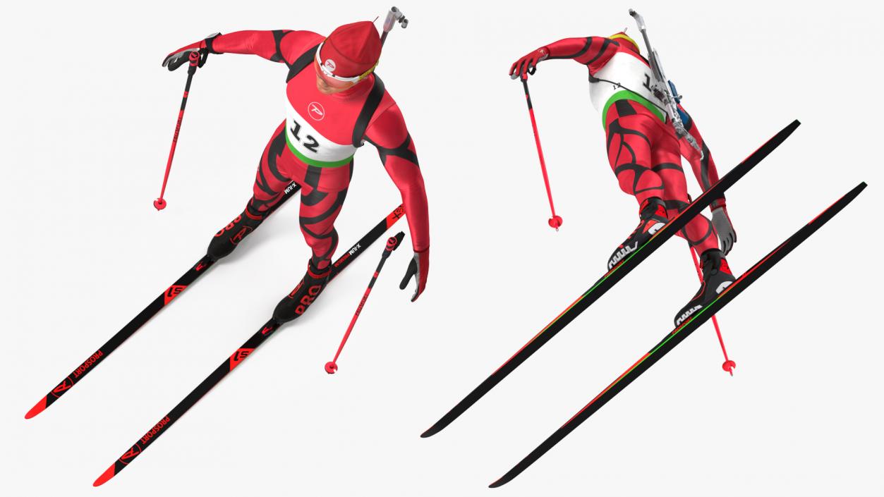 3D Biathlete Fully Equipped T Pose