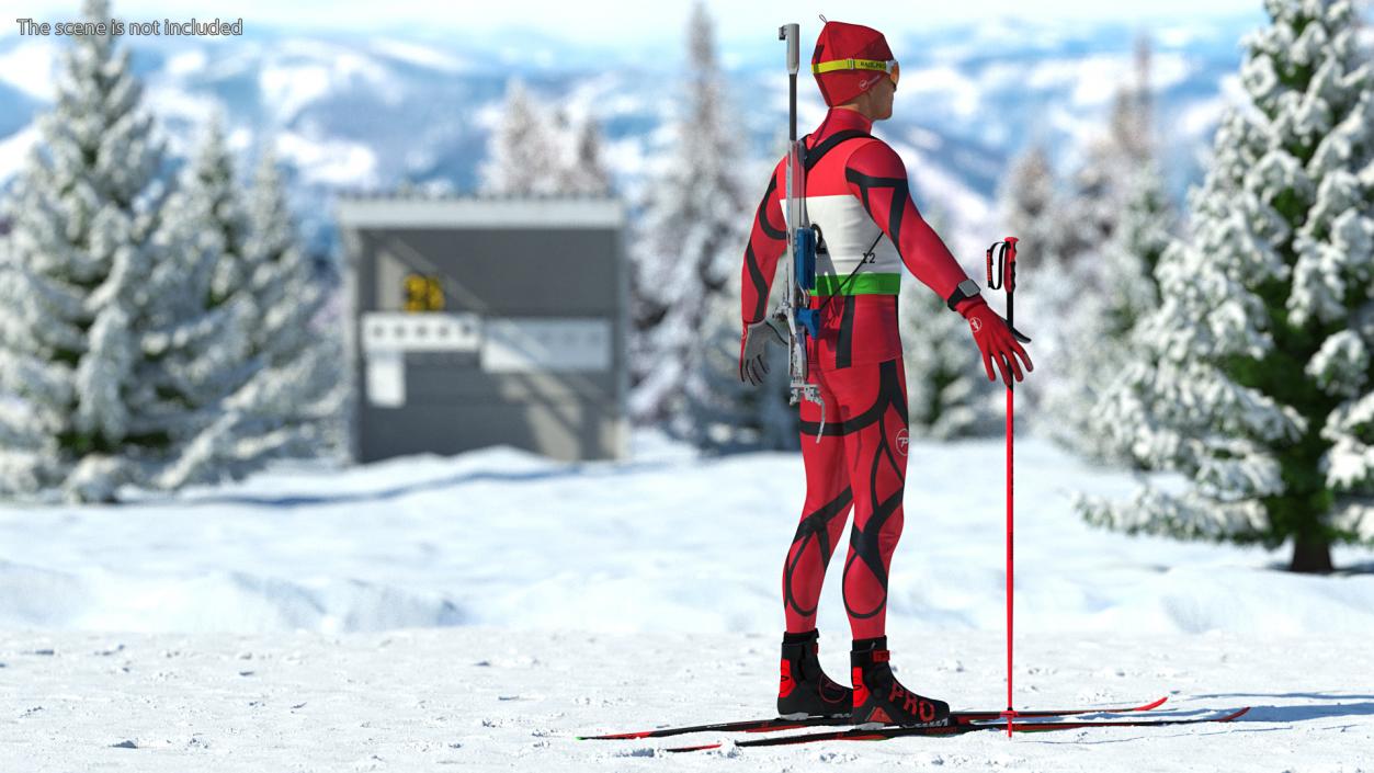 3D Biathlete Fully Equipped T Pose