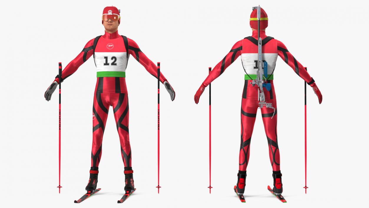 3D Biathlete Fully Equipped T Pose