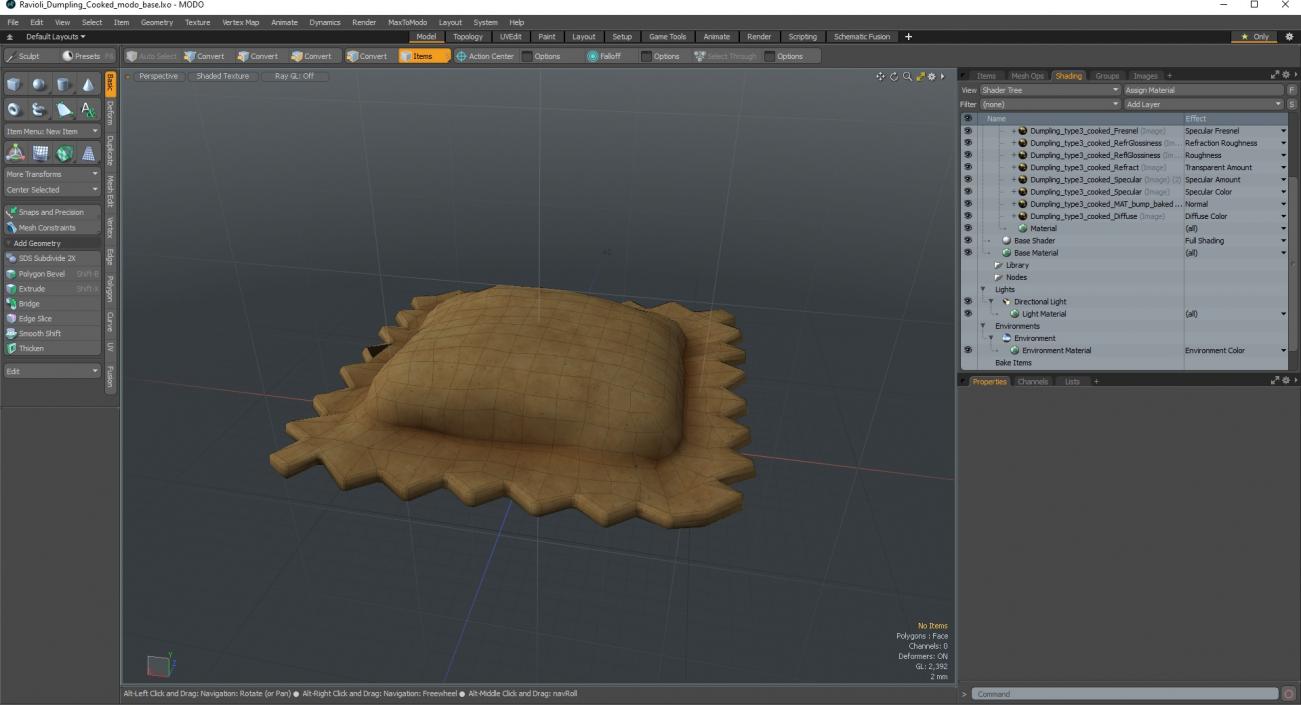 3D Ravioli Dumpling Cooked model