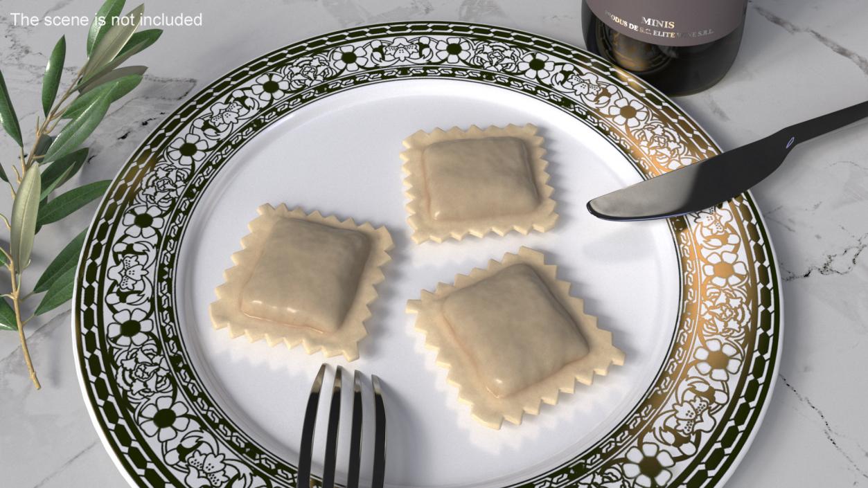 3D Ravioli Dumpling Cooked model