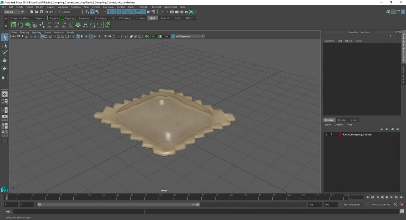 3D Ravioli Dumpling Cooked model