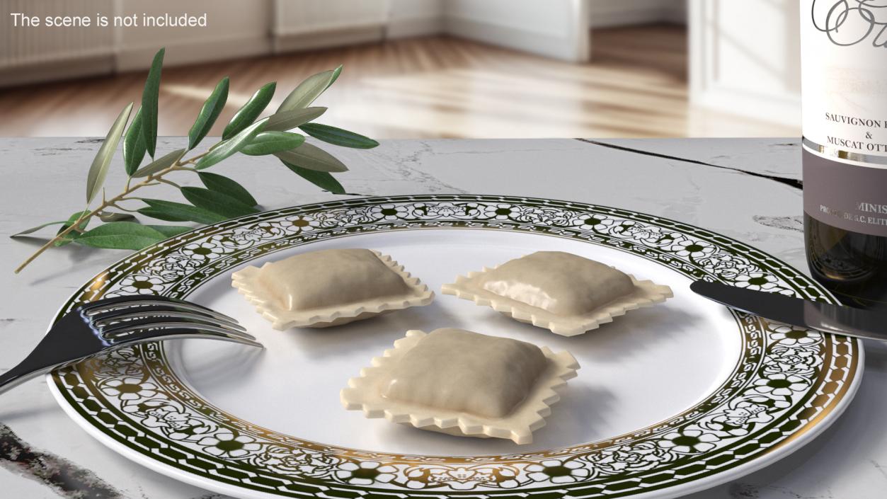 3D Ravioli Dumpling Cooked model