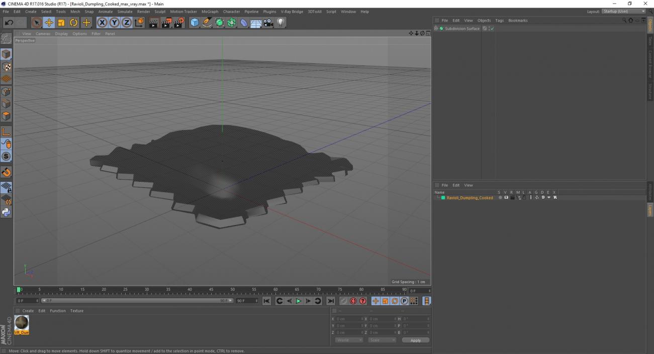 3D Ravioli Dumpling Cooked model