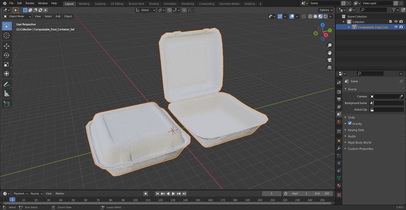 3D model Compostable Food Container Set