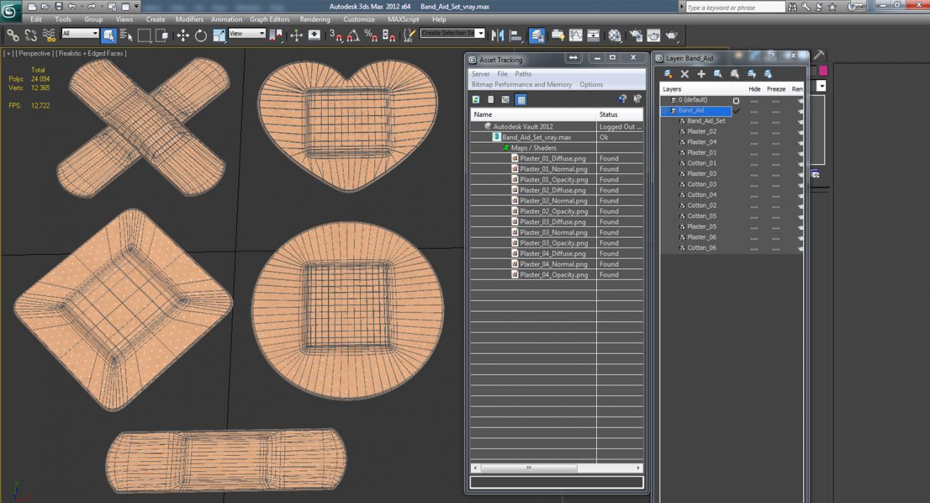 3D Band Aids Set model