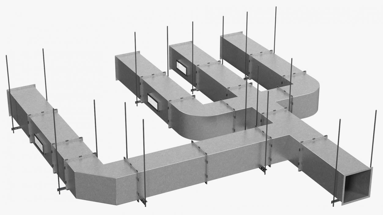 3D model Ventilation Shaft Square System Set