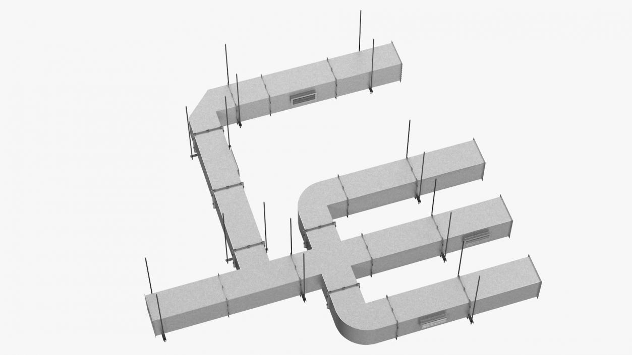 3D model Ventilation Shaft Square System Set