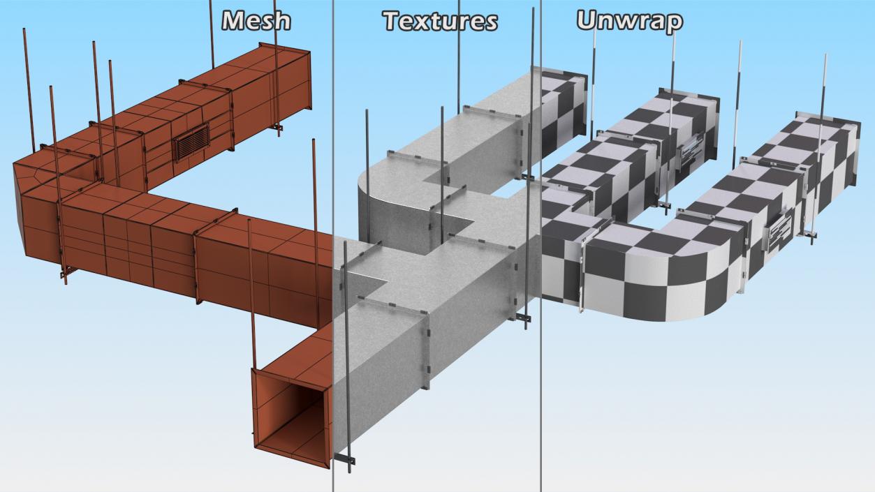 3D model Ventilation Shaft Square System Set