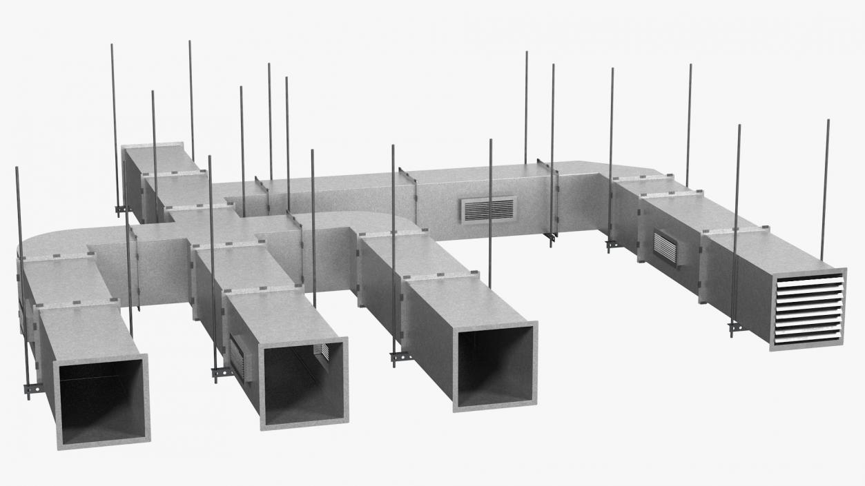 3D model Ventilation Shaft Square System Set