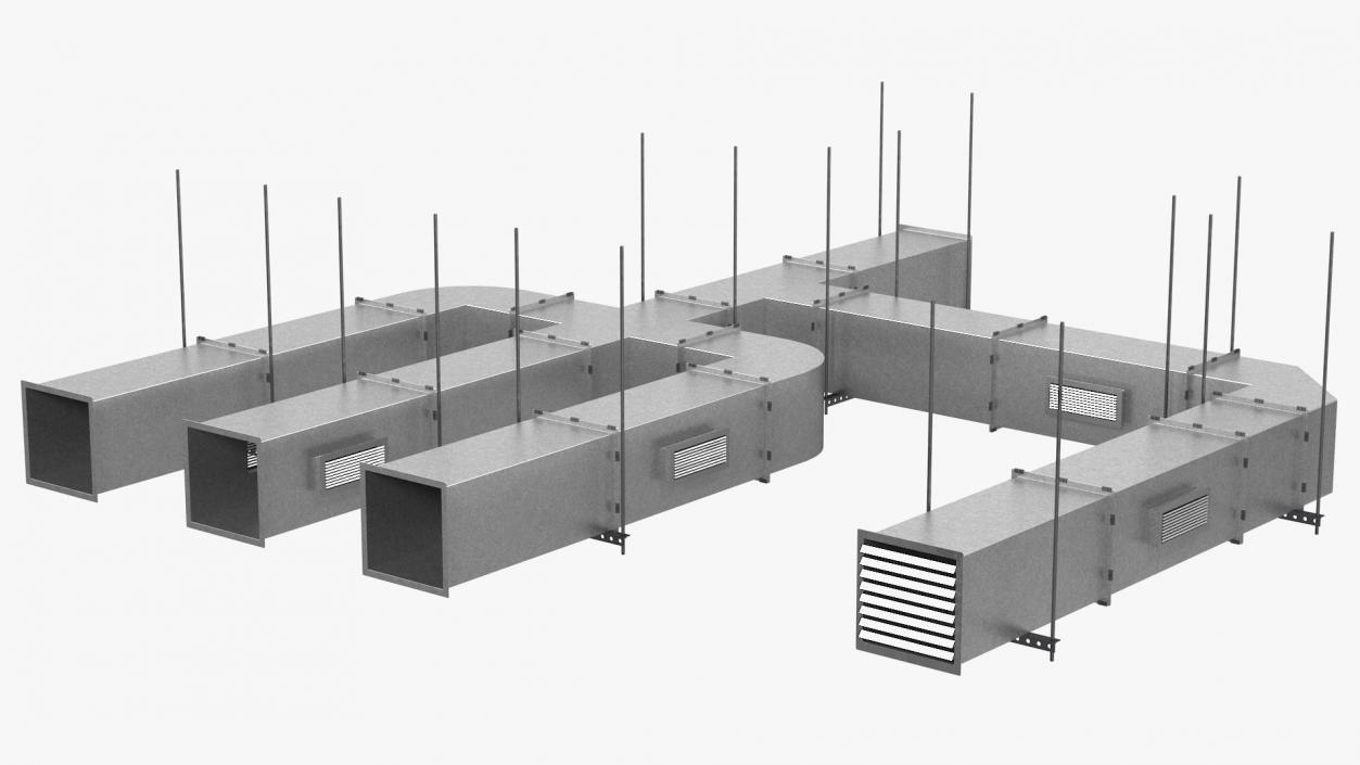 3D model Ventilation Shaft Square System Set