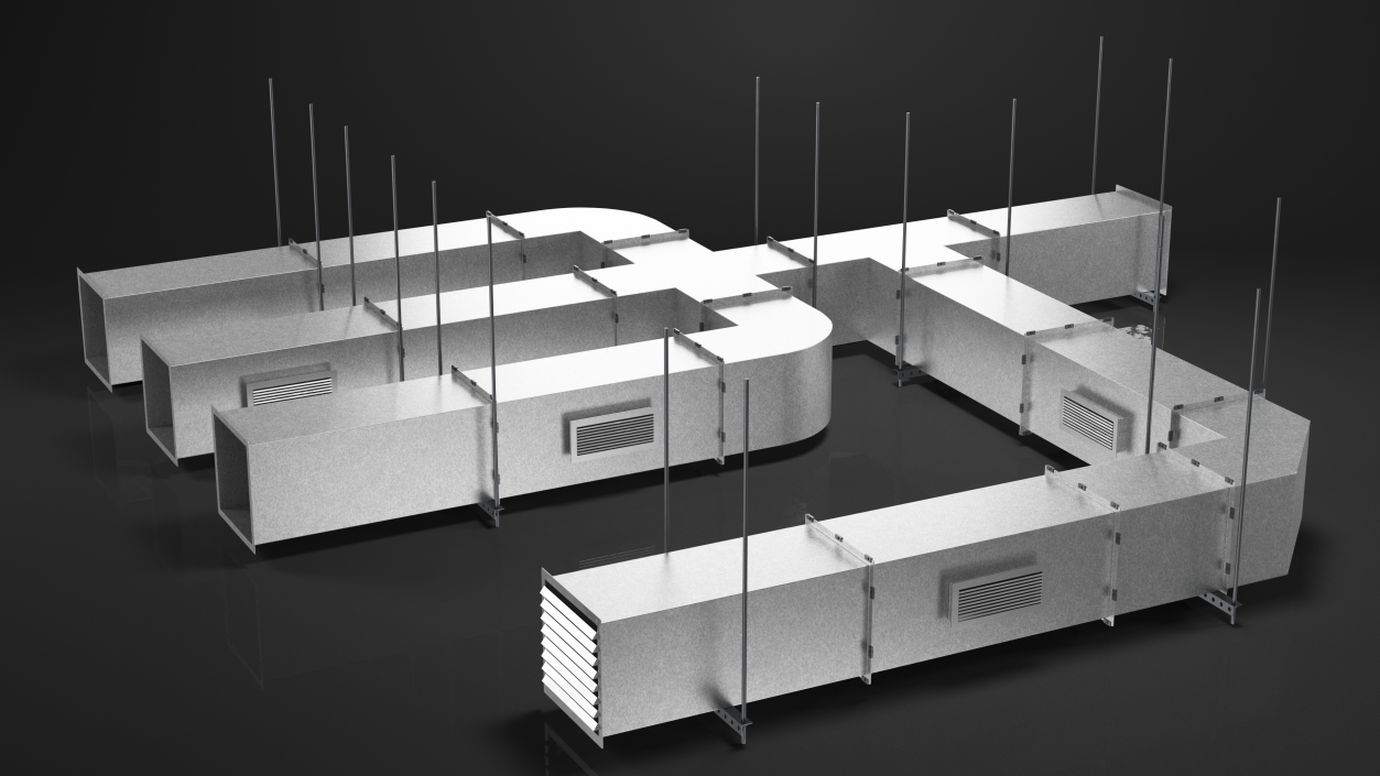 3D model Ventilation Shaft Square System Set