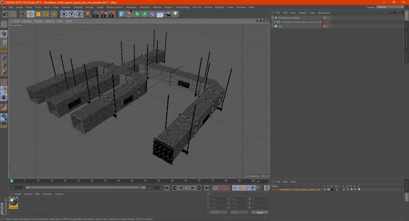 3D model Ventilation Shaft Square System Set