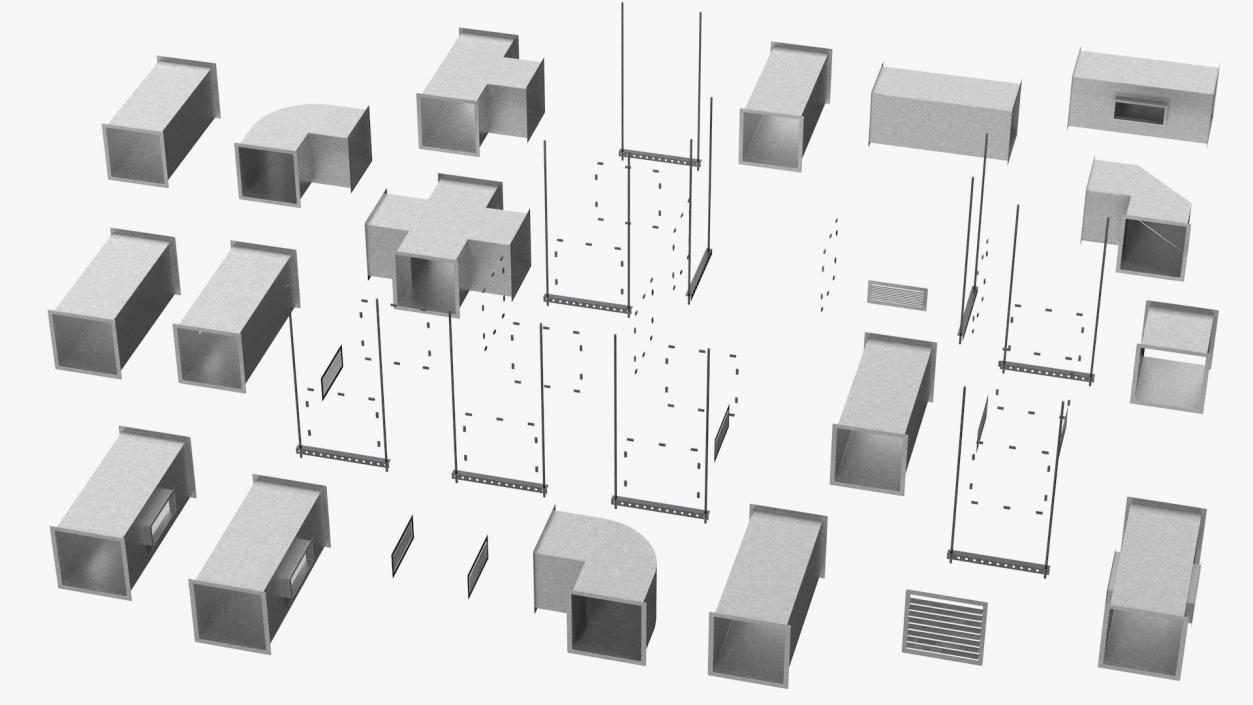 3D model Ventilation Shaft Square System Set