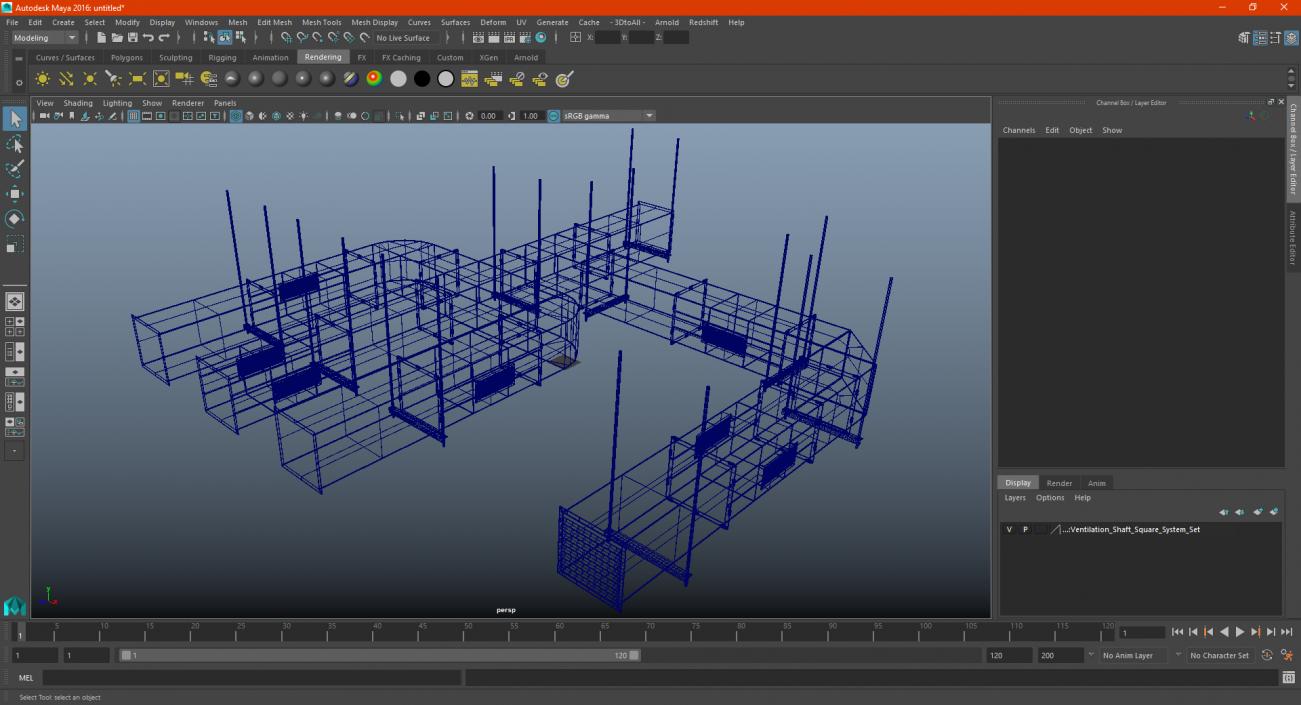 3D model Ventilation Shaft Square System Set