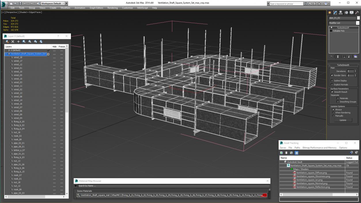 3D model Ventilation Shaft Square System Set