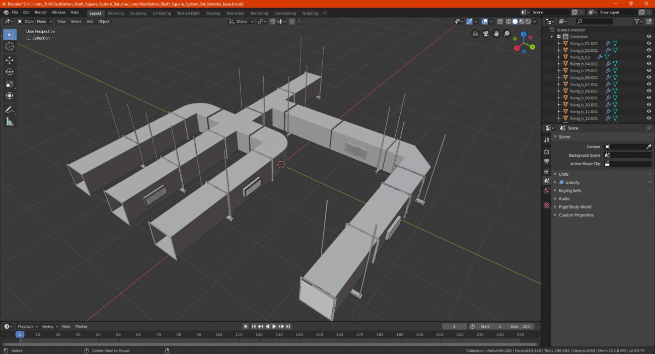 3D model Ventilation Shaft Square System Set