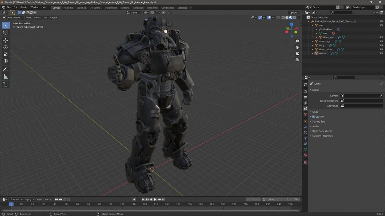 Fallout Combat Armor T 60 Thumb Up 3D model