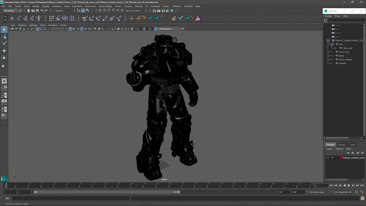 Fallout Combat Armor T 60 Thumb Up 3D model