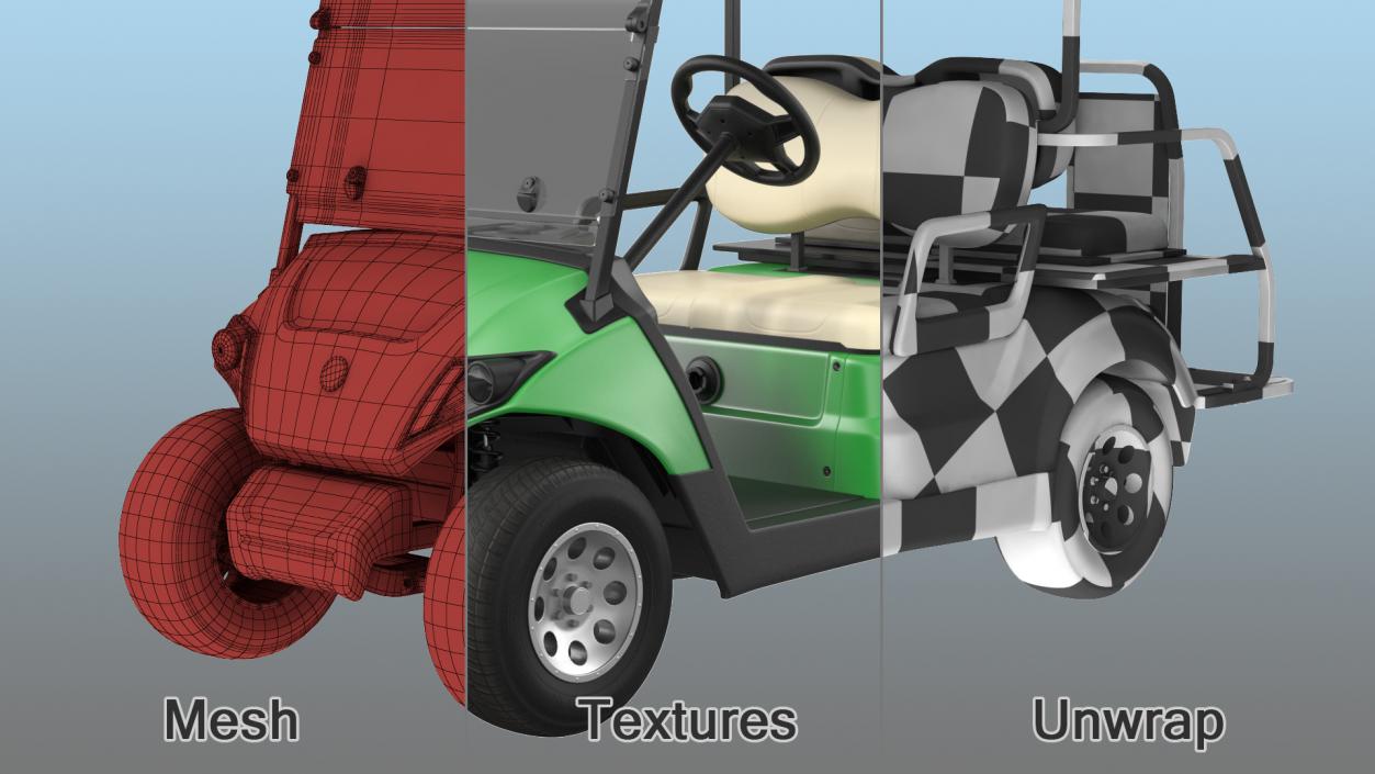 3D Golf Car with Gas Motor Generic Rigged model