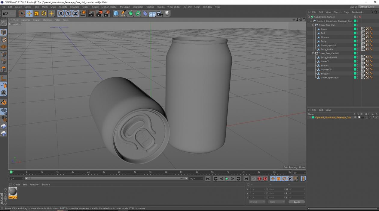 3D Opened Aluminum Beverage Can model